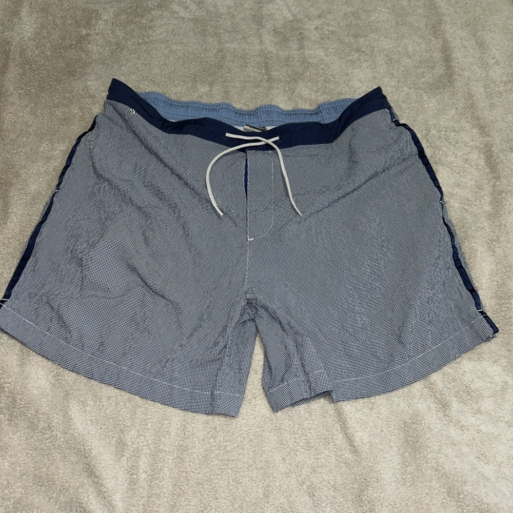 Vineyard  Vines Men's  Seersucker  Swim Trunks Size XL Blue Plaid Textured